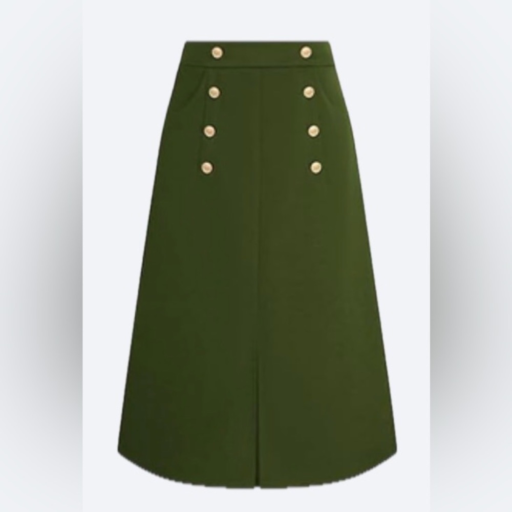 Elegant Button-Front A-Line Skirt (black or brown available)